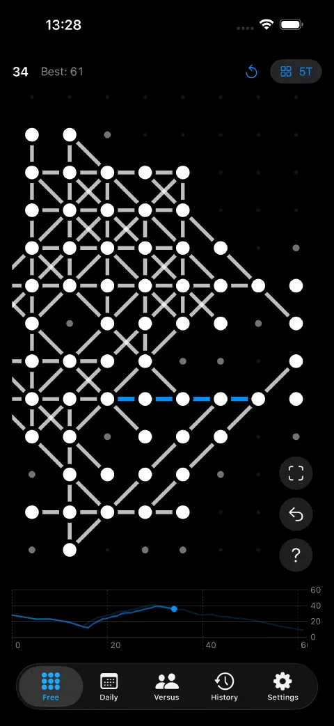 Dark mode throughout — the same board, after dark.